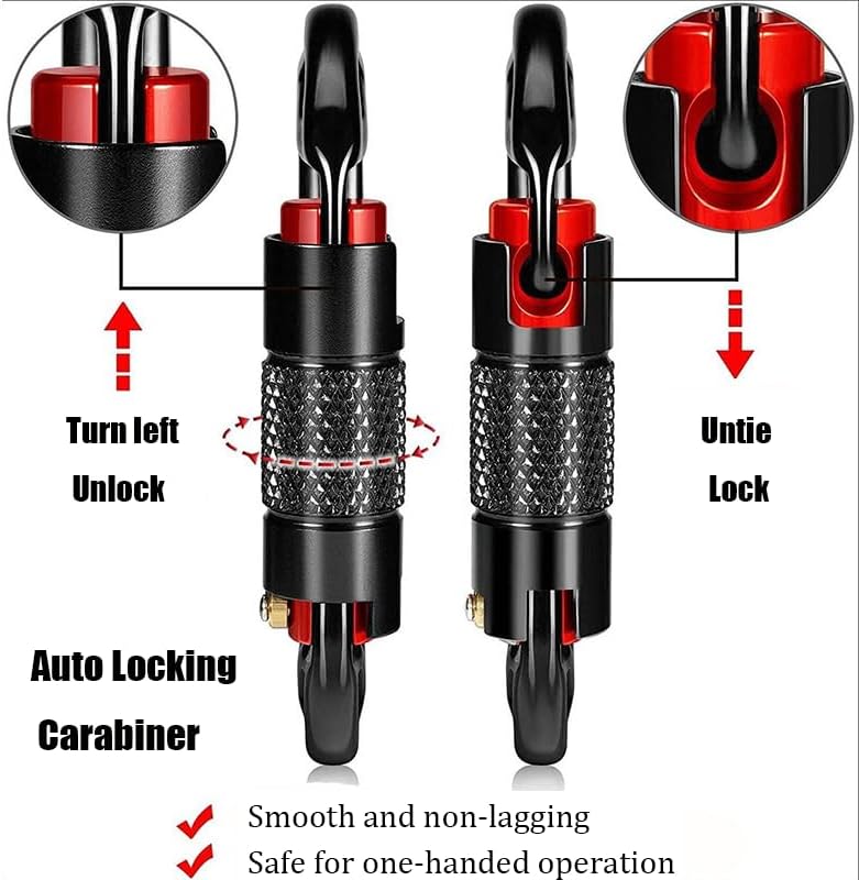 CTrowelpro UIAA Certified 25KN Carabiner Heavy Duty, Auto Locking Carabiners Clips, 6PCS Black Carabiner for Swing, pet Traction,3.93 Inch D Shaped, Large Size - Image 4